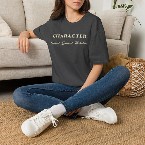 Character Script Tee — ‘Character: Composed · Grounded · Unstoppable’ Inspirational T-Shirt T-Shirt Golddust Capital Media