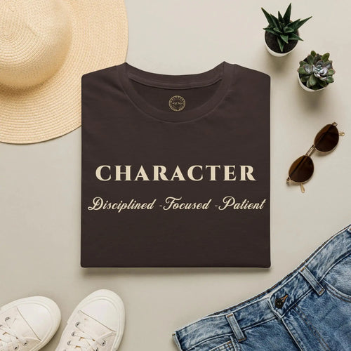 Character T-Shirt — "Disciplined • Focused • Patient" Inspirational Tee T-Shirt Golddust Capital Media