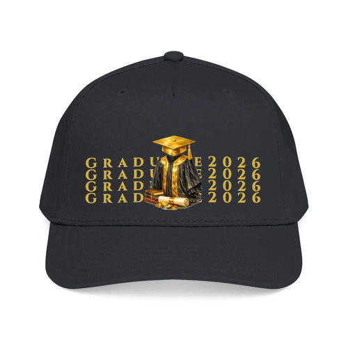 Class of 2026 Graduation Baseball Cap – Gold Cap & Gown Mid Profile Hat Hats Golddust Capital Media