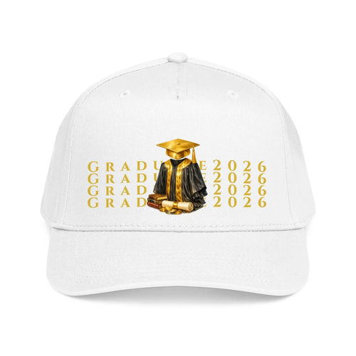 Class of 2026 Graduation Baseball Cap – Gold Cap & Gown Mid Profile Hat Hats Golddust Capital Media