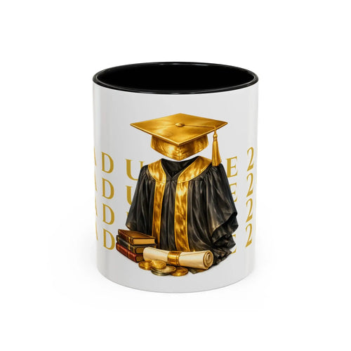 Class of 2026 Graduation Mug – Gold Cap & Gown Accent Coffee Mug 11oz & 15oz Mug Golddust Capital Media