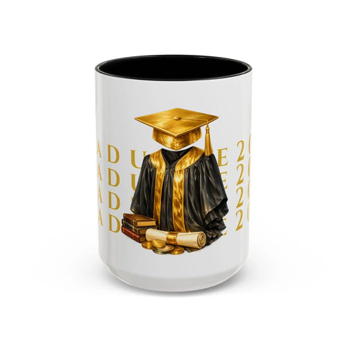 Class of 2026 Graduation Mug – Gold Cap & Gown Accent Coffee Mug 11oz & 15oz Mug Golddust Capital Media