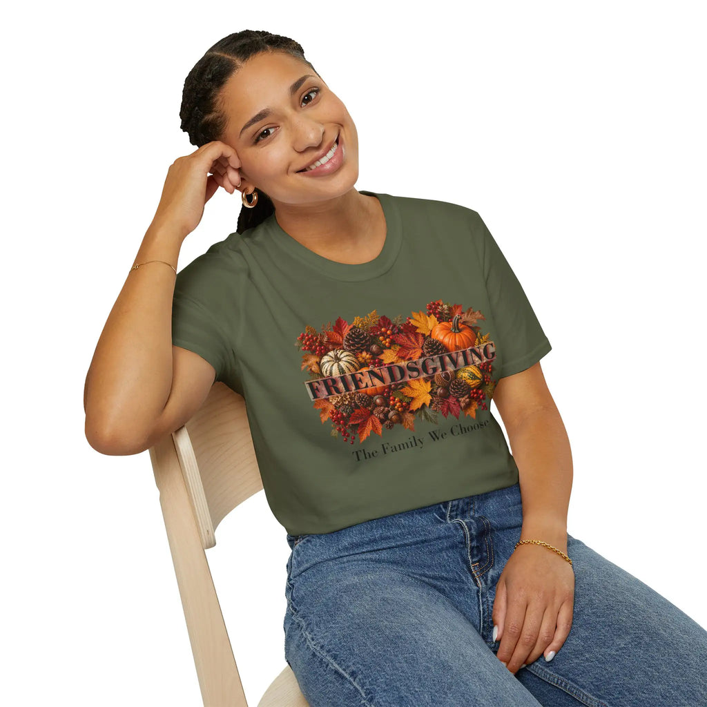Friendsgiving "The Family We Choose" Fall Autumn Harvest Graphic T-Shirt T-Shirt Golddust Capital Media