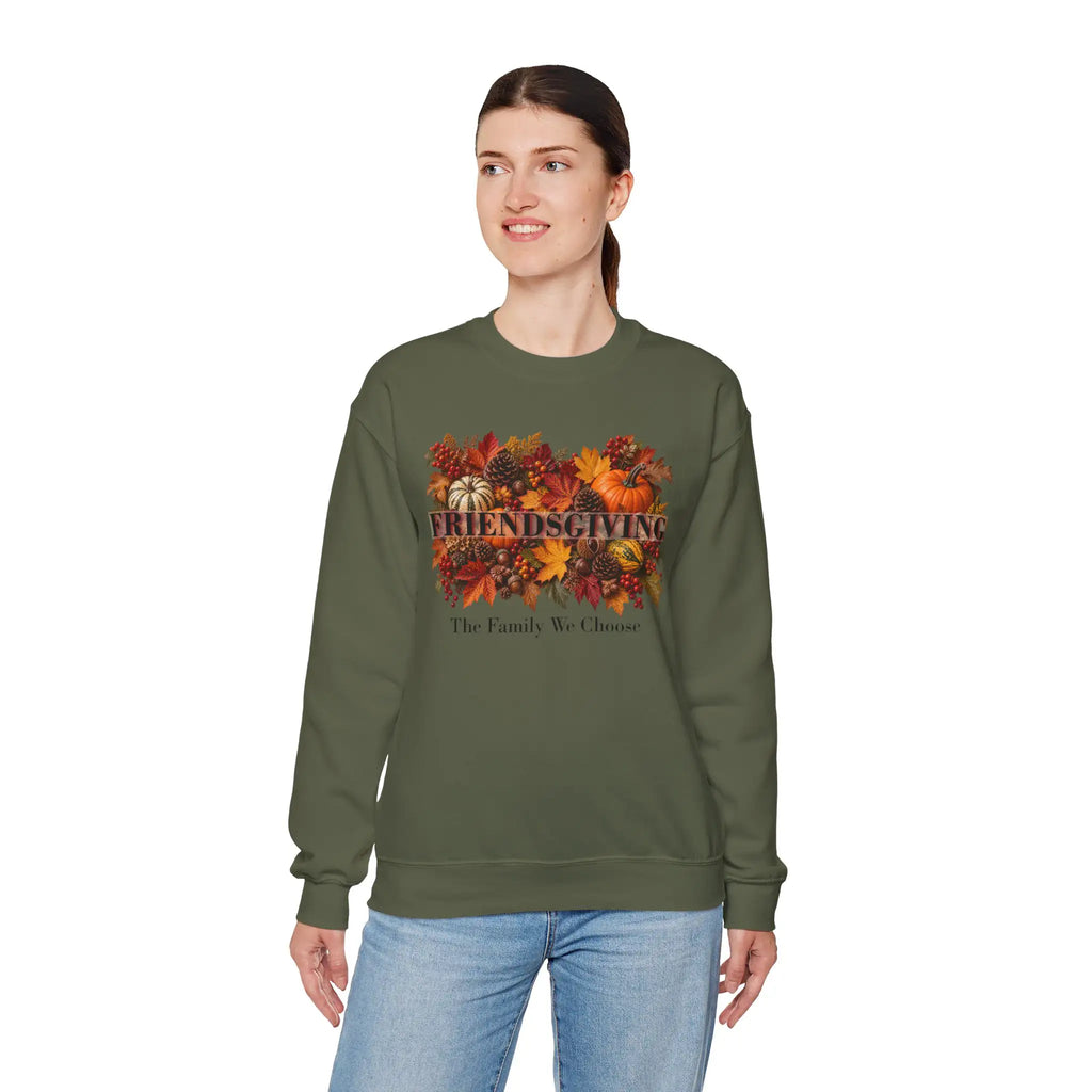 Friendsgiving The Family We Choose Fall Harvest Thanksgiving Crewneck Sweatshirt Sweatshirt Golddust Capital Media