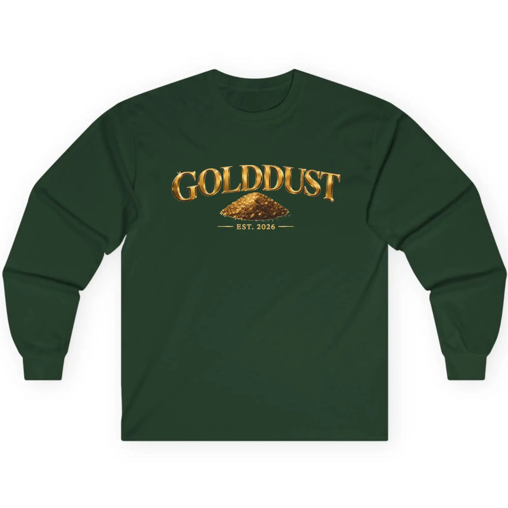 GOLDDUST Metallic Logo Long Sleeve T-Shirt — Retro Cotton Shirt Long-sleeve Golddust Capital Media
