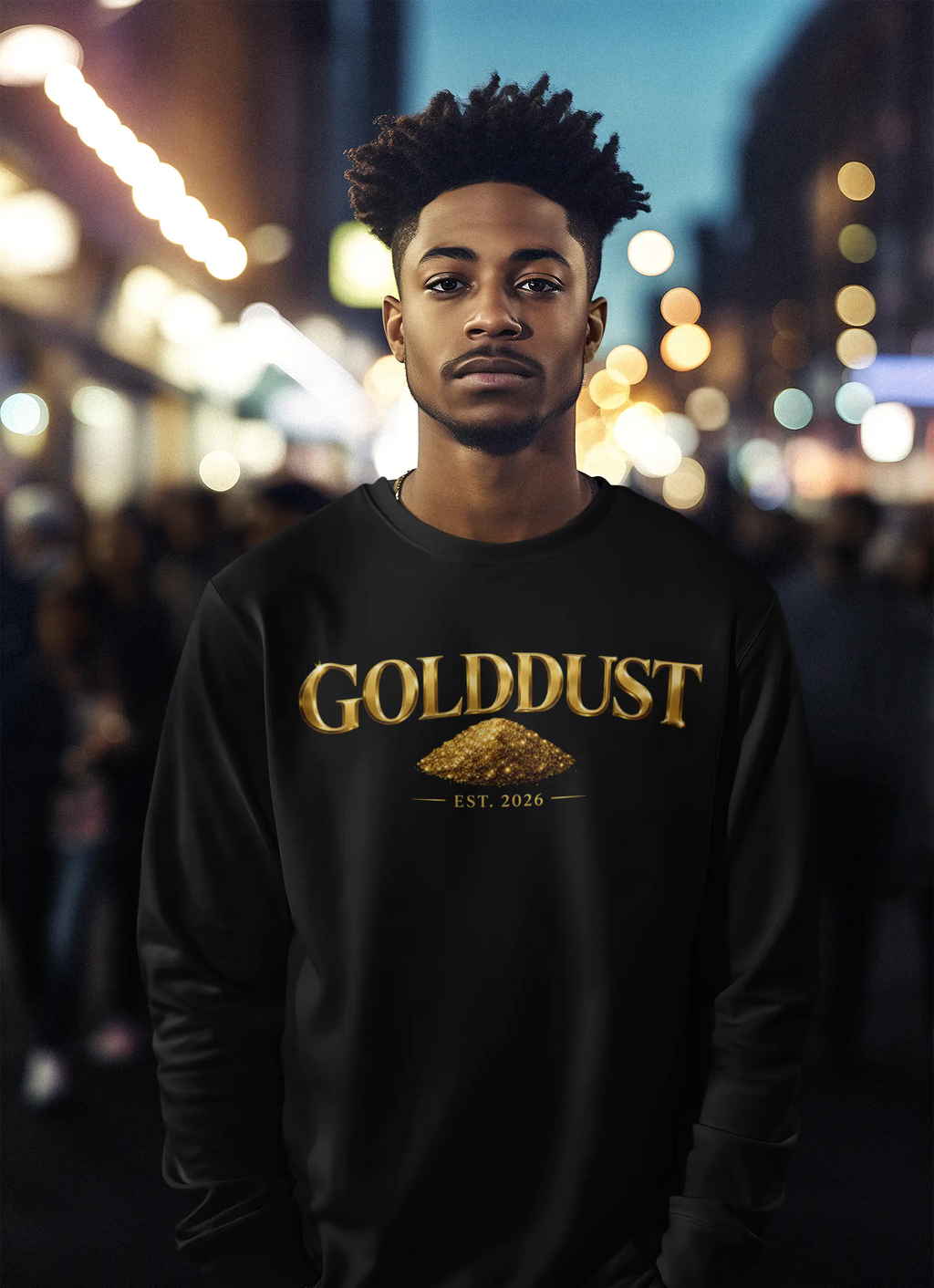 GOLDDUST Metallic Logo Long Sleeve T-Shirt — Retro Cotton Shirt Long-sleeve Golddust Capital Media