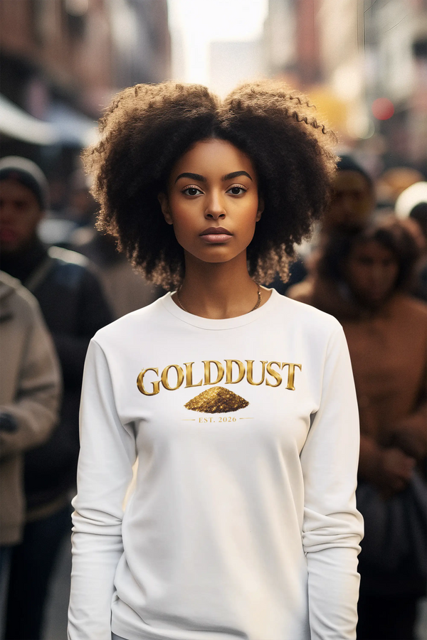 GOLDDUST Metallic Logo Long Sleeve T-Shirt — Retro Cotton Shirt Long-sleeve Golddust Capital Media
