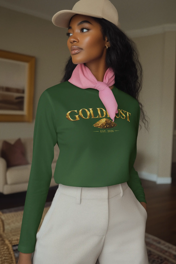 GOLDDUST Metallic Logo Long Sleeve T-Shirt — Retro Cotton Shirt Long-sleeve Golddust Capital Media