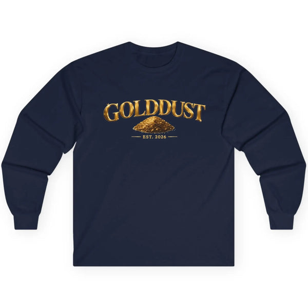 GOLDDUST Metallic Logo Long Sleeve T-Shirt — Retro Cotton Shirt Long-sleeve Golddust Capital Media