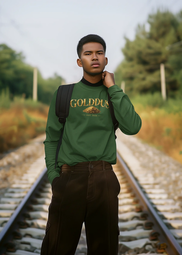 GOLDDUST Metallic Logo Long Sleeve T-Shirt — Retro Cotton Shirt Long-sleeve Golddust Capital Media