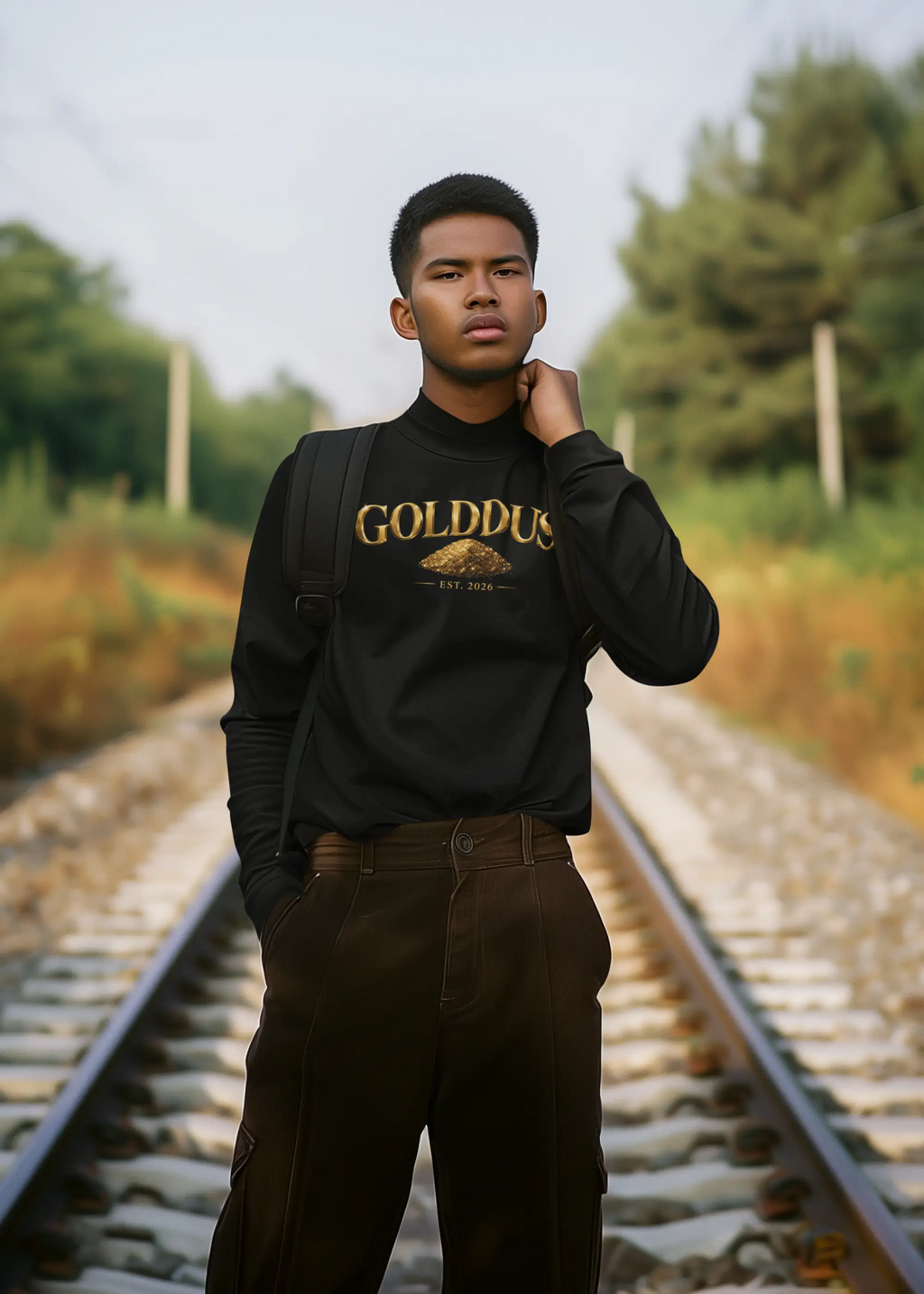 GOLDDUST Metallic Logo Long Sleeve T-Shirt — Retro Cotton Shirt Long-sleeve Golddust Capital Media