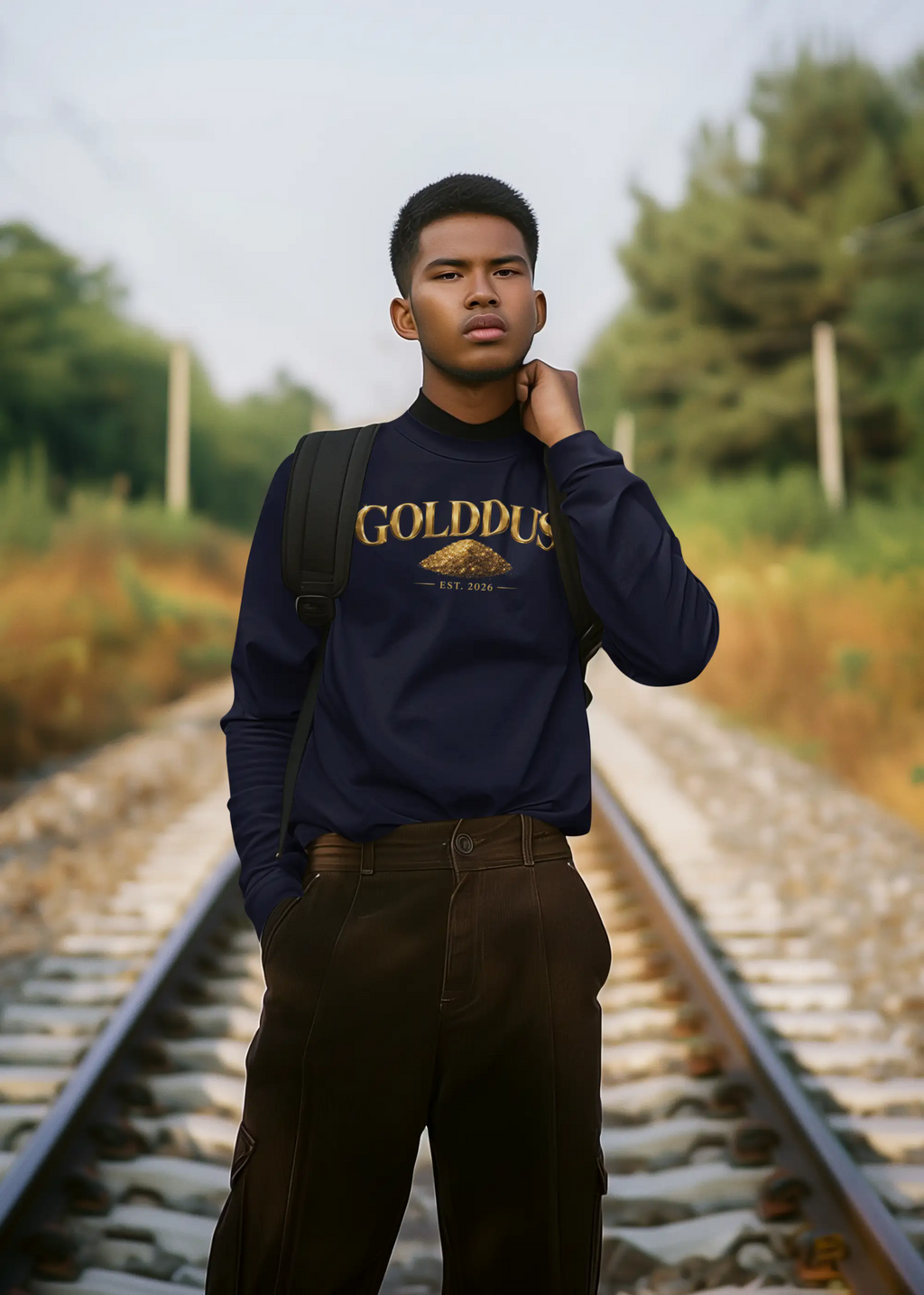 GOLDDUST Metallic Logo Long Sleeve T-Shirt — Retro Cotton Shirt Long-sleeve Golddust Capital Media