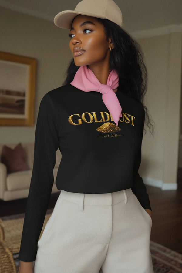 GOLDDUST Metallic Logo Long Sleeve T-Shirt — Retro Cotton Shirt Long-sleeve Golddust Capital Media