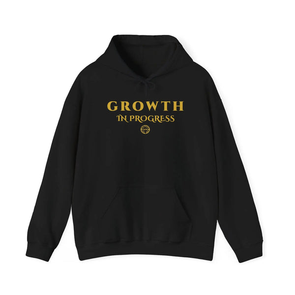Growth In Progress Fleece Hoodie | Progress Pullover for Personal Development Hoodie Golddust Capital Media