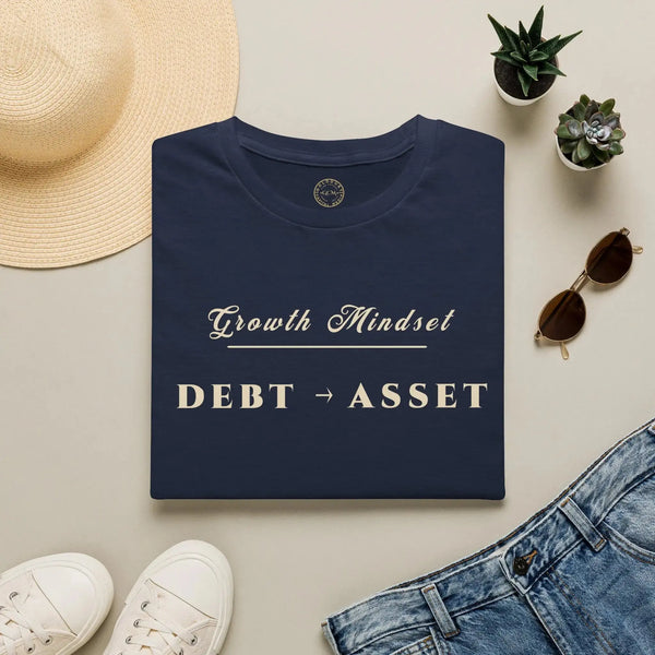Growth Mindset T‑Shirt | DEBT → ASSET Motivational Financial Tee | Minimalist Executive T-Shirt T-Shirt Golddust Capital Media
