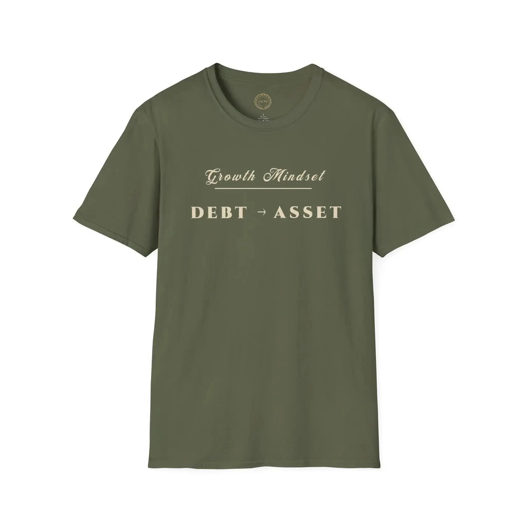 Growth Mindset T‑Shirt | DEBT → ASSET Motivational Financial Tee | Minimalist Executive T-Shirt T-Shirt Golddust Capital Media
