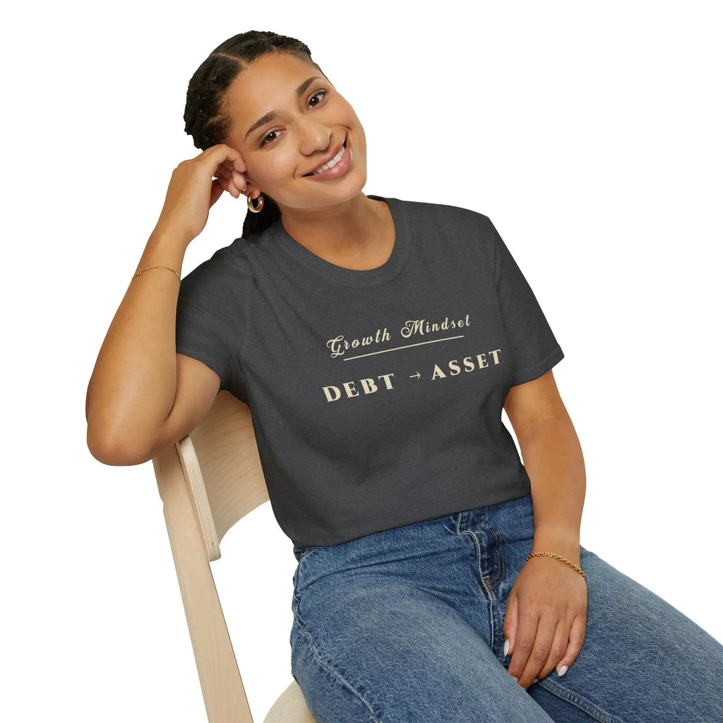 Growth Mindset T‑Shirt | DEBT → ASSET Motivational Financial Tee | Minimalist Executive T-Shirt T-Shirt Golddust Capital Media