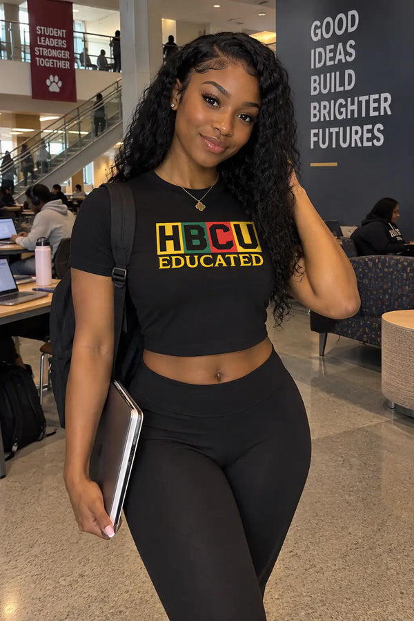 HBCU Educated Women's Crop Tee T-Shirt Golddust Capital Media