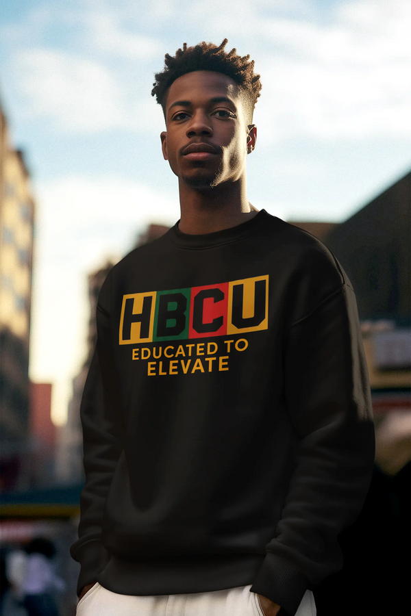 HBCU Educated to Elevate Sweatshirt | Black College Design Sweatshirt Golddust Capital Media