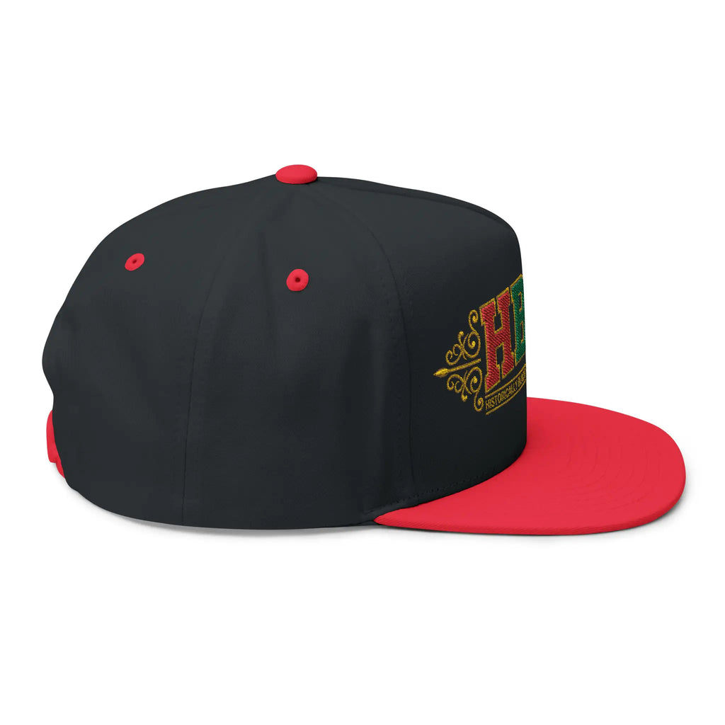 HBCU Embroidered Hat | Sparkling Gold Red Green Logo Snapback Flat Bill Hats Golddust Capital Media