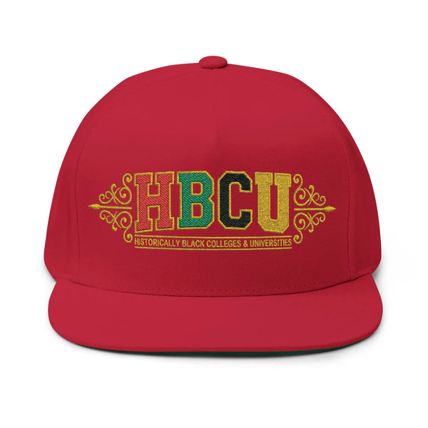 HBCU Embroidered Hat | Sparkling Gold Red Green Logo Snapback Flat Bill Hats Golddust Capital Media
