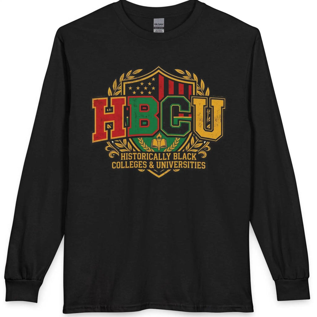 HBCU Historically Black Colleges & Universities Long Sleeve T-Shirt | Shield Design T-Shirt Golddust Capital Media