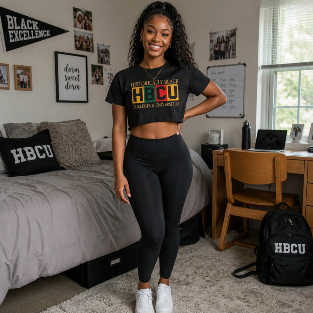 Historically Black HBCU Colleges & Universities Crop Tee T-Shirt Golddust Capital Media