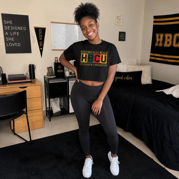 Historically Black HBCU Colleges & Universities Crop Tee T-Shirt Golddust Capital Media