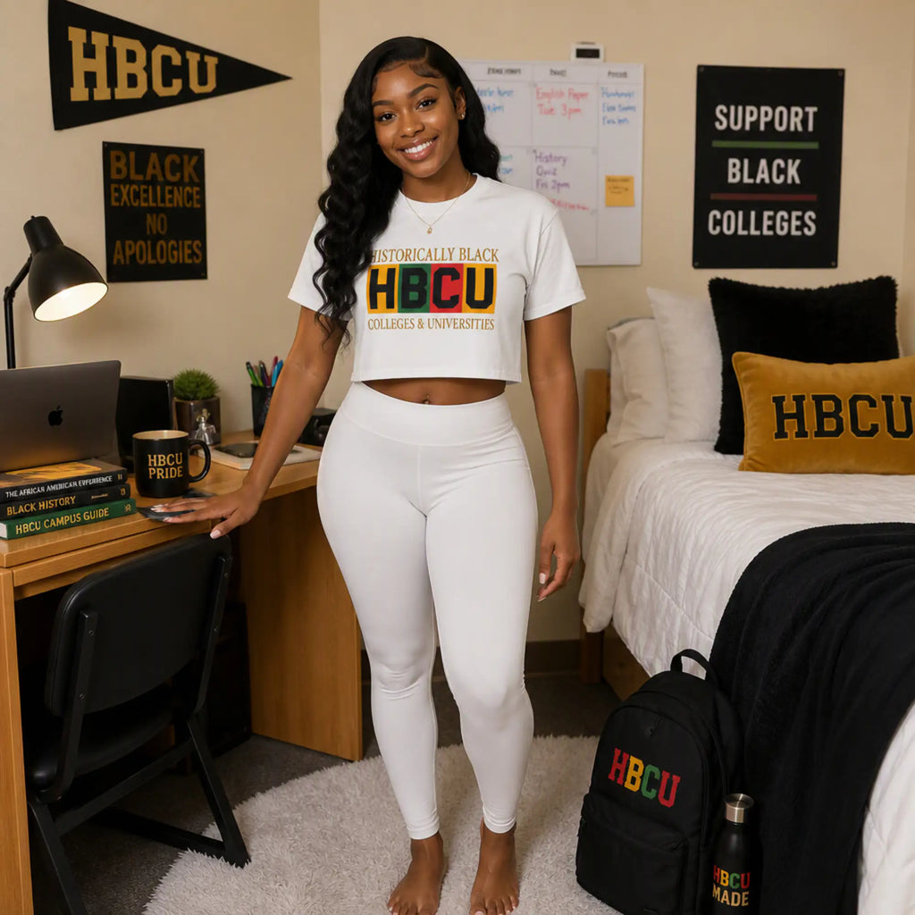 Historically Black HBCU Colleges & Universities Crop Tee T-Shirt Golddust Capital Media