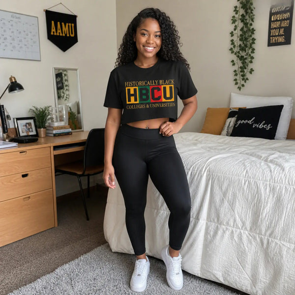 Historically Black HBCU Colleges & Universities Crop Tee T-Shirt Golddust Capital Media