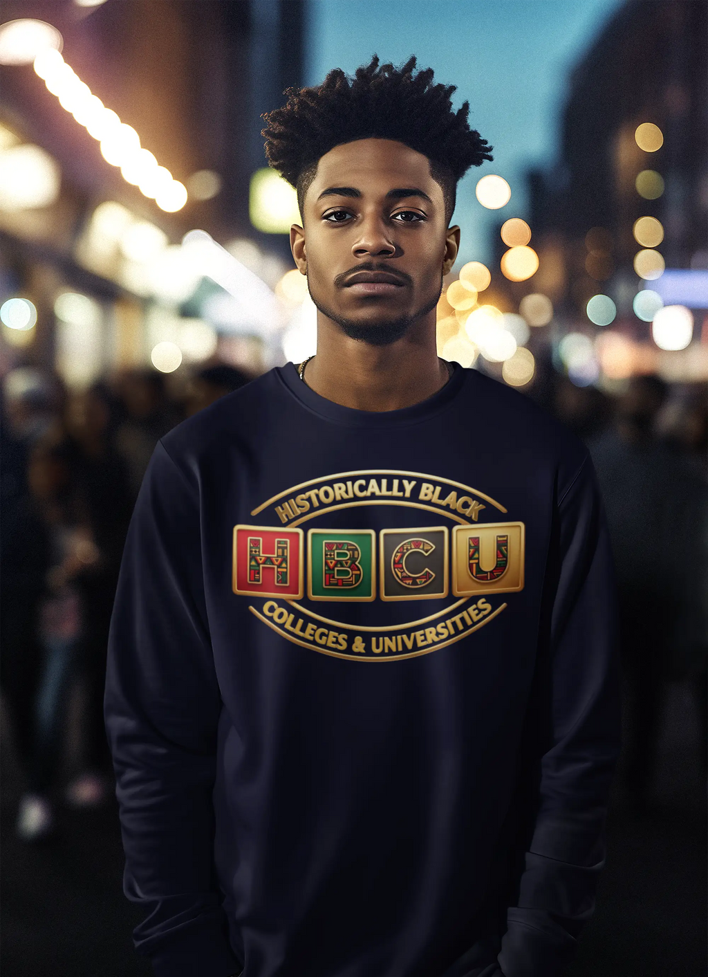 Historically Black HBCU Colleges & Universities Long Sleeve Tee | Red Green Black Pattern Block Logo Long-sleeve Golddust Capital Media