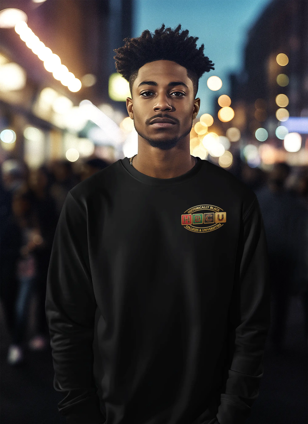 Historically Black HBCU Colleges & Universities Long Sleeve Tee | Red Green Black Pattern Block Logo Long-sleeve Golddust Capital Media