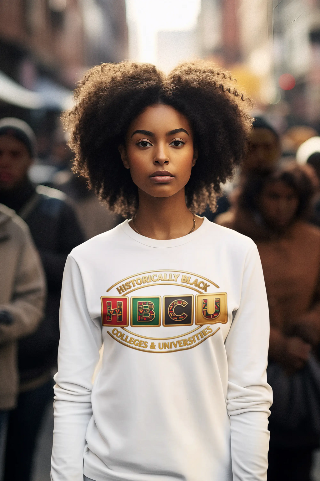 Historically Black HBCU Colleges & Universities Long Sleeve Tee | Red Green Black Pattern Block Logo Long-sleeve Golddust Capital Media