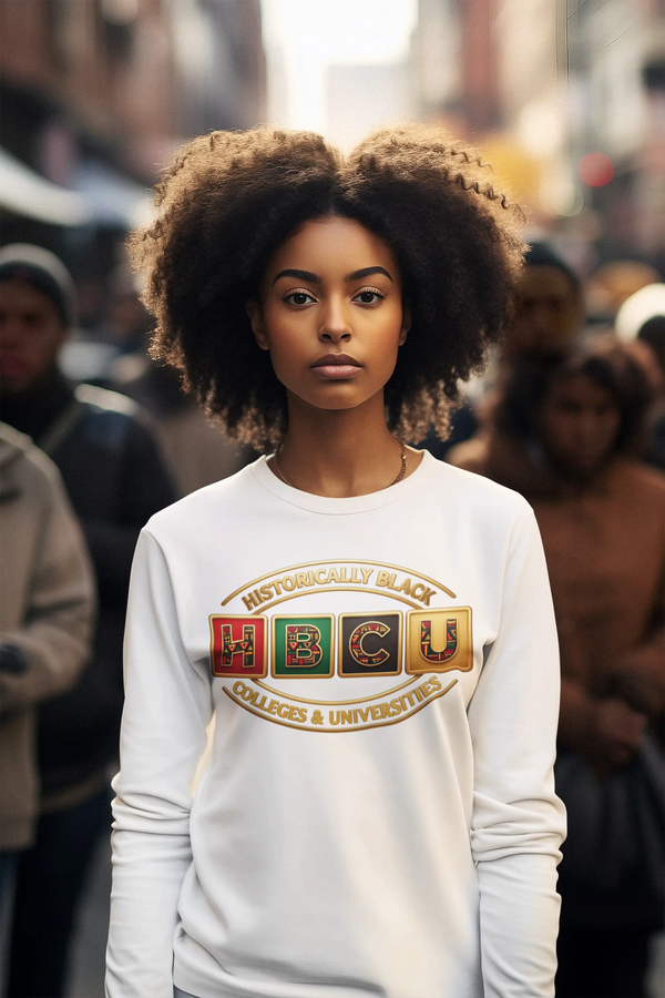 Historically Black HBCU Colleges & Universities Long Sleeve Tee | Red Green Black Pattern Block Logo Long-sleeve Golddust Capital Media