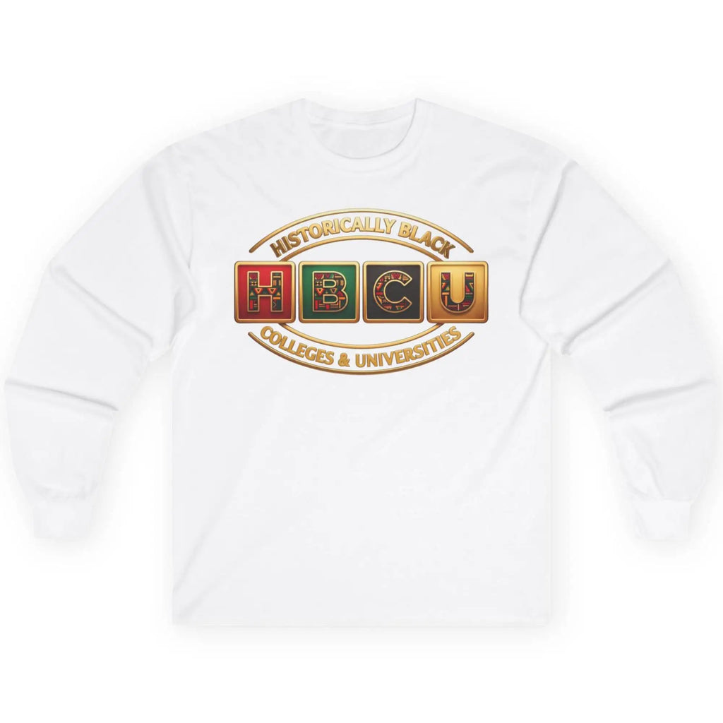 Historically Black HBCU Colleges & Universities Long Sleeve Tee | Red Green Black Pattern Block Logo Long-sleeve Golddust Capital Media