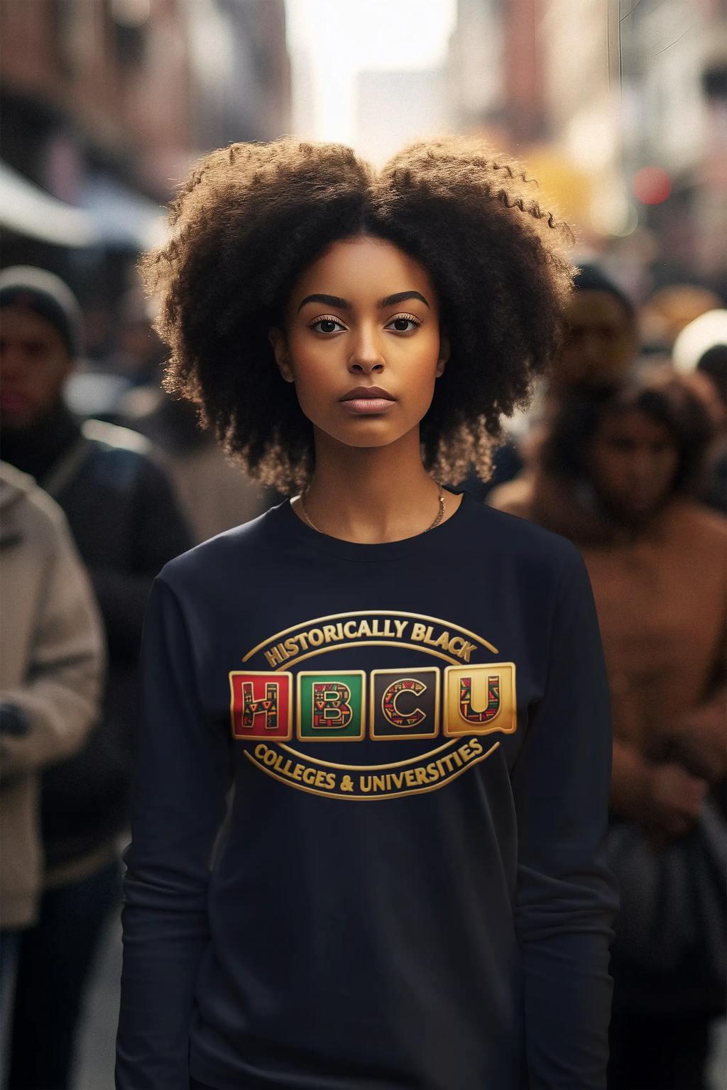 Historically Black HBCU Colleges & Universities Long Sleeve Tee | Red Green Black Pattern Block Logo Long-sleeve Golddust Capital Media