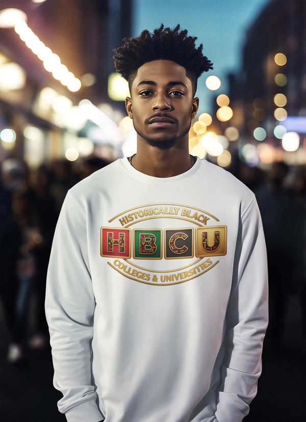 Historically Black HBCU Colleges & Universities Long Sleeve Tee | Red Green Black Pattern Block Logo Long-sleeve Golddust Capital Media