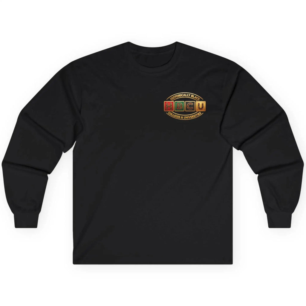Historically Black HBCU Colleges & Universities Long Sleeve Tee | Small Chest Pattern Block Logo Shirt Long-sleeve Golddust Capital Media