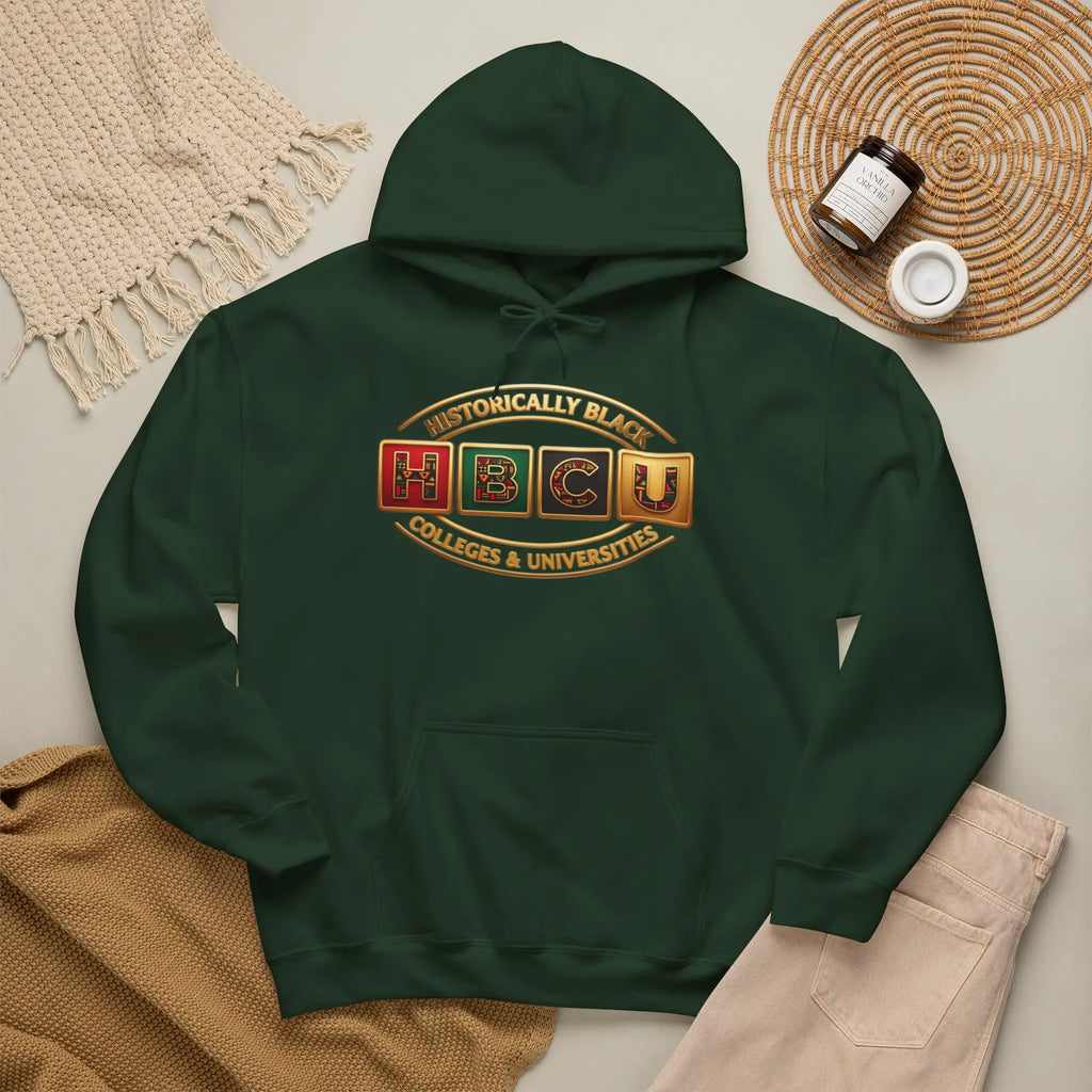 Historically Black HBCU Colleges & Universities Pullover Hoodie | Block Pattern Logo Sweatshirt Hoodie Golddust Capital Media