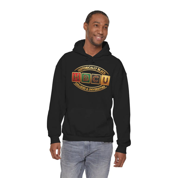 Historically Black HBCU Colleges & Universities Pullover Hoodie | Block Pattern Logo Sweatshirt Hoodie Golddust Capital Media