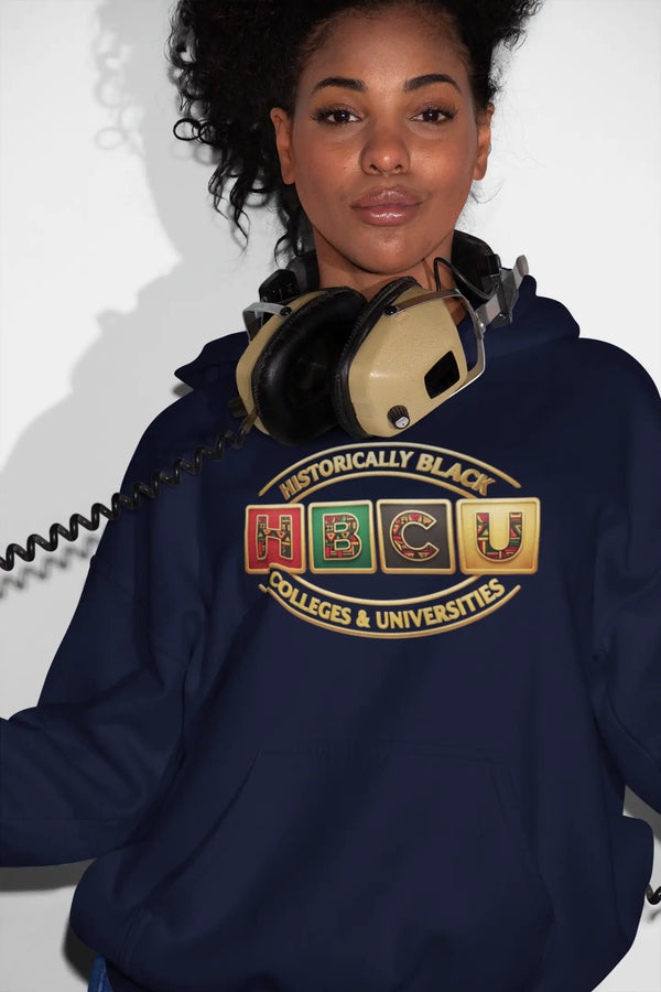 Historically Black HBCU Colleges & Universities Pullover Hoodie | Block Pattern Logo Sweatshirt Hoodie Golddust Capital Media
