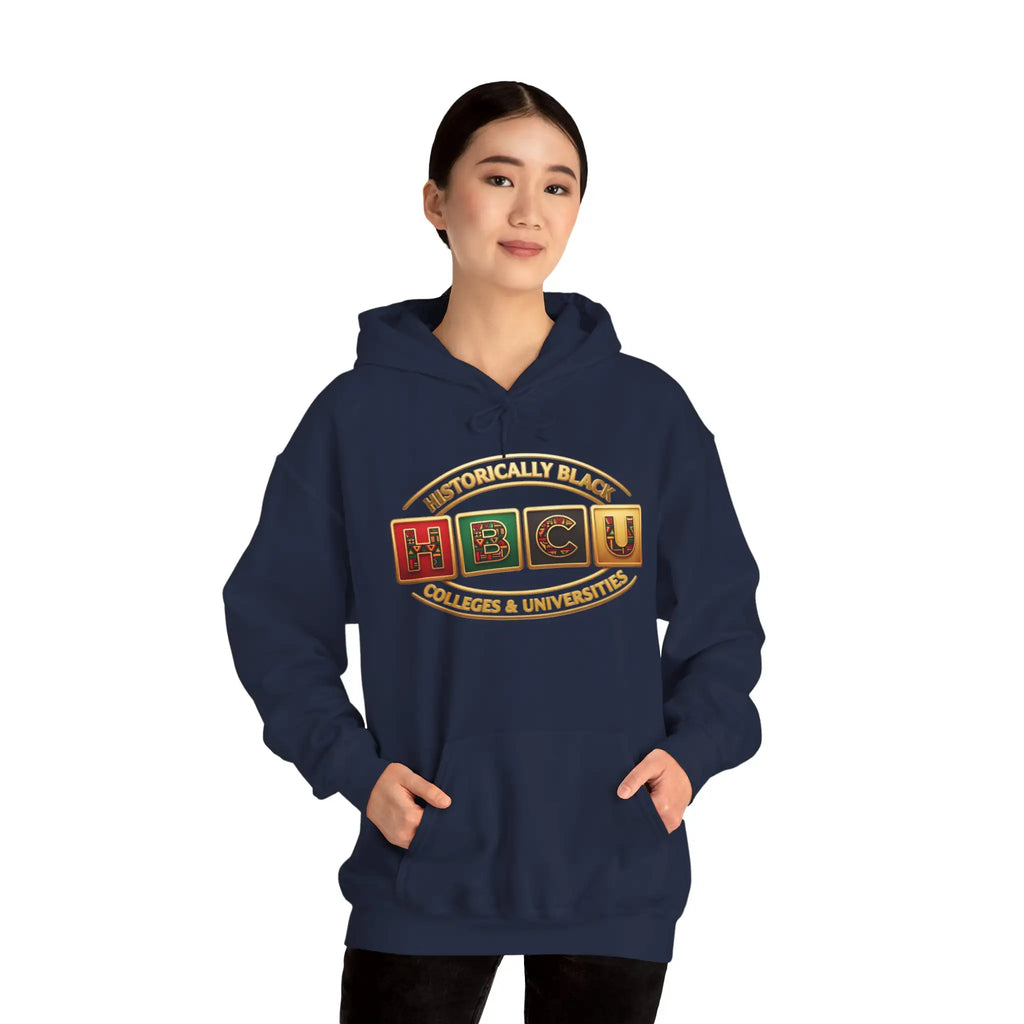 Historically Black HBCU Colleges & Universities Pullover Hoodie | Block Pattern Logo Sweatshirt Hoodie Golddust Capital Media