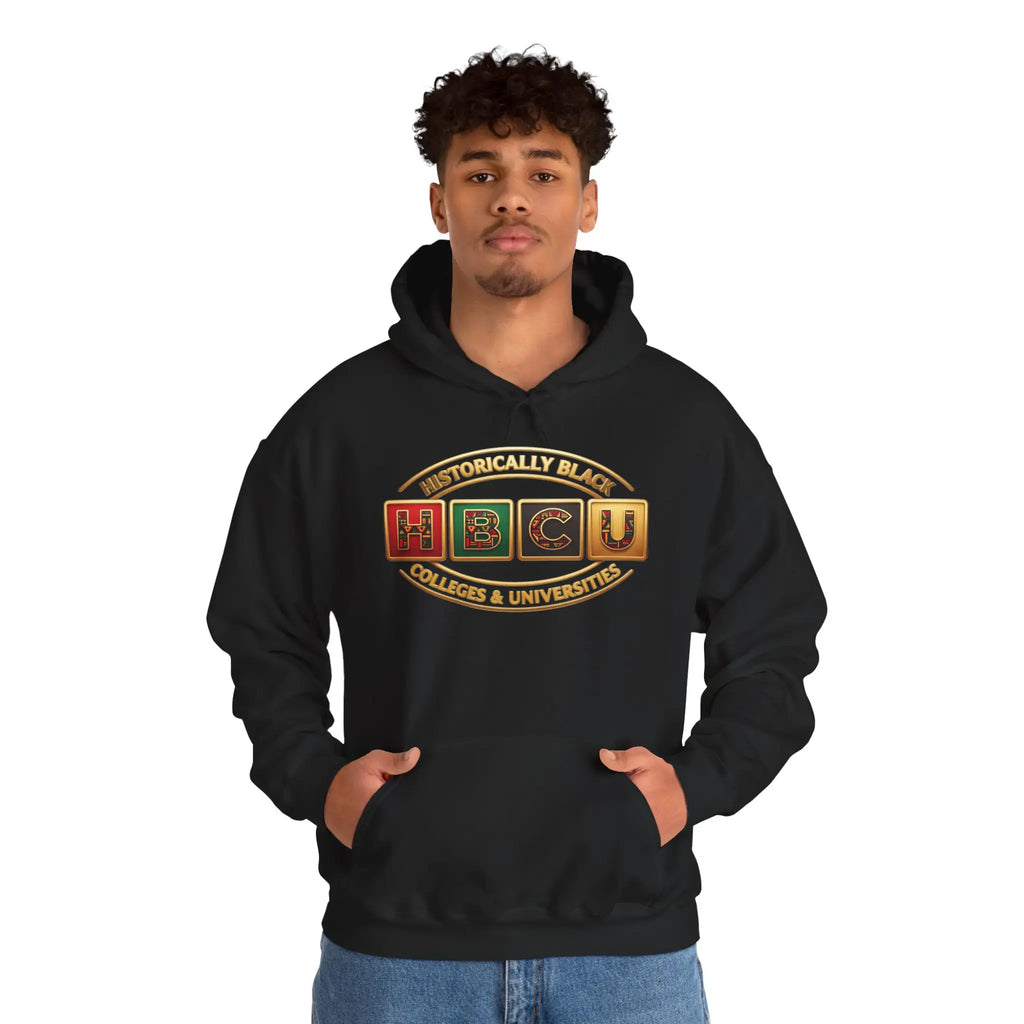 Historically Black HBCU Colleges & Universities Pullover Hoodie | Block Pattern Logo Sweatshirt Hoodie Golddust Capital Media