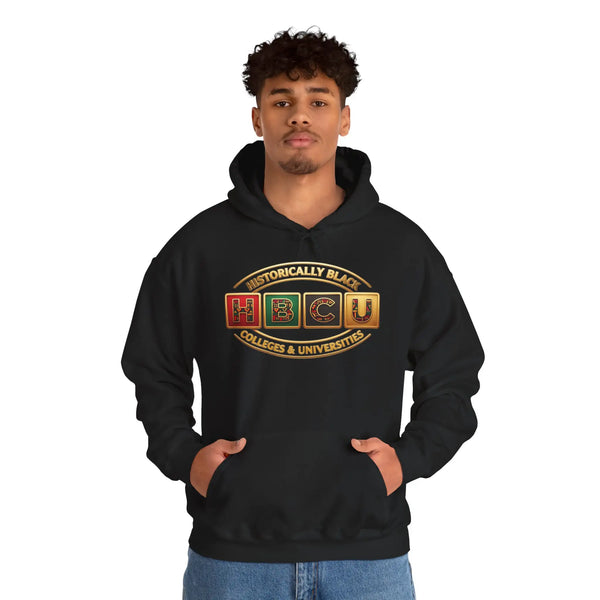 Historically Black HBCU Colleges & Universities Pullover Hoodie | Block Pattern Logo Sweatshirt Hoodie Golddust Capital Media
