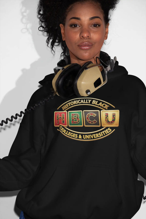 Historically Black HBCU Colleges & Universities Pullover Hoodie | Block Pattern Logo Sweatshirt Hoodie Golddust Capital Media