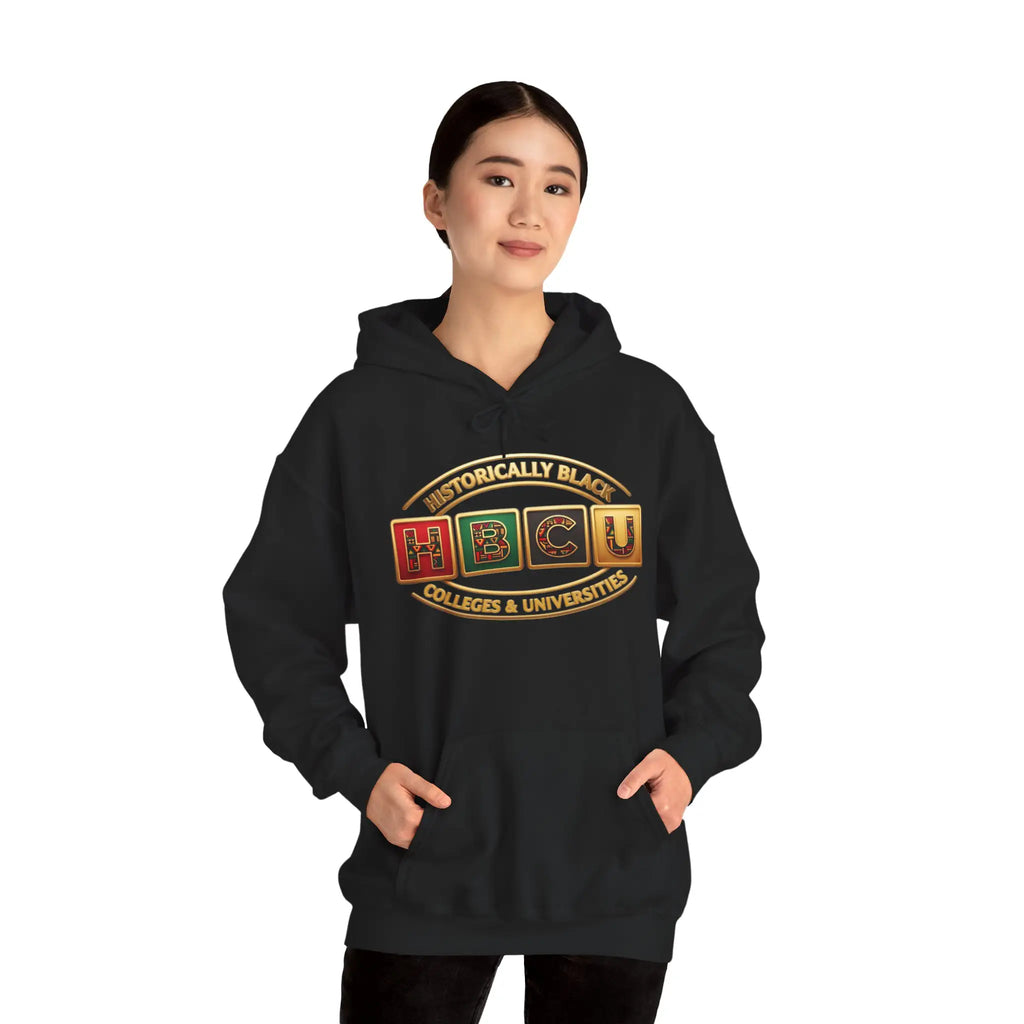 Historically Black HBCU Colleges & Universities Pullover Hoodie | Block Pattern Logo Sweatshirt Hoodie Golddust Capital Media