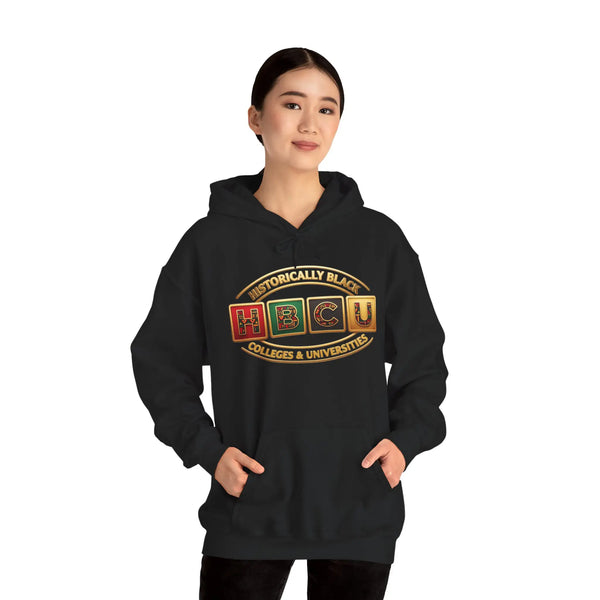 Historically Black HBCU Colleges & Universities Pullover Hoodie | Block Pattern Logo Sweatshirt Hoodie Golddust Capital Media