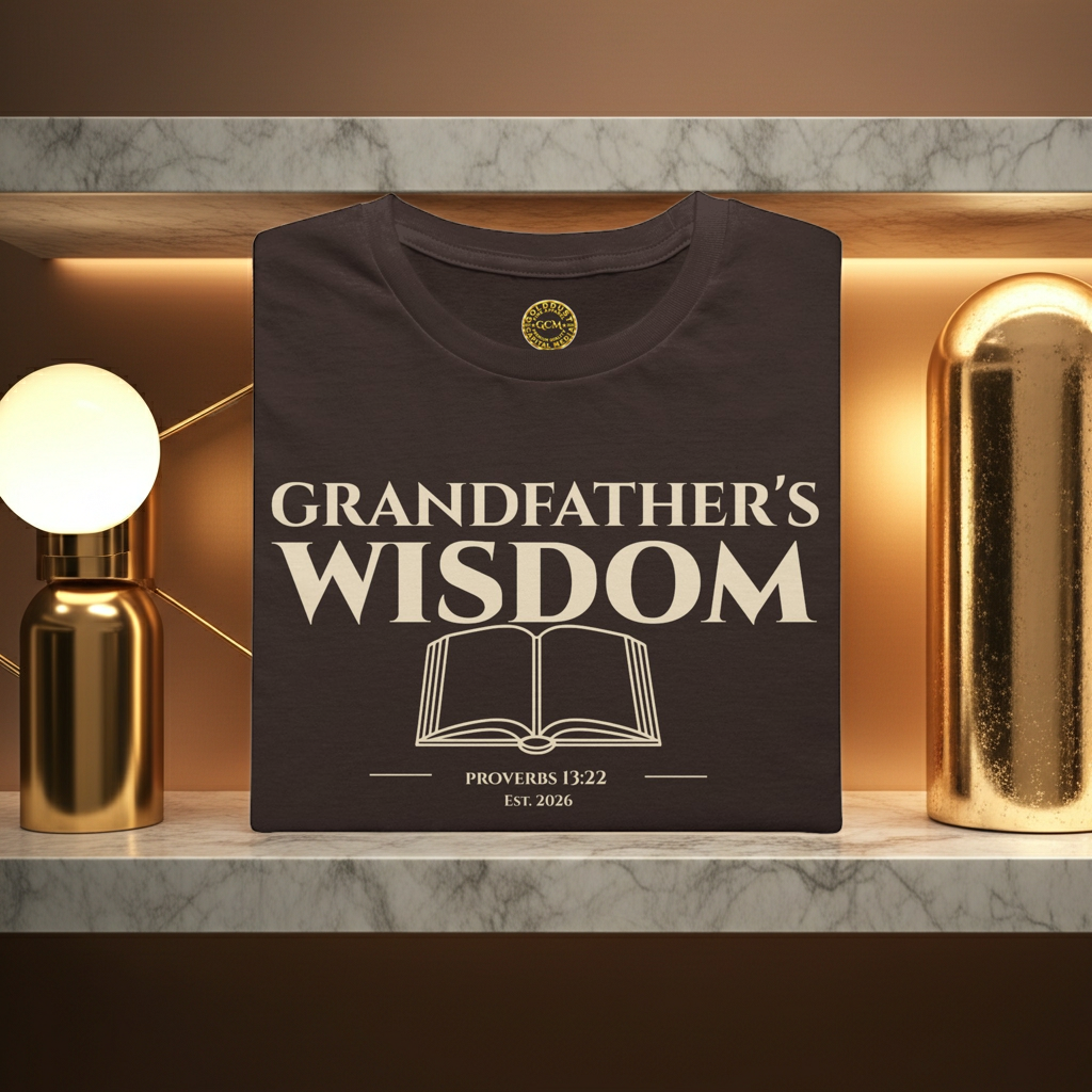 Grandfather's Wisdom Bible Verse T-Shirt | Proverbs 13:22 Christian Gift | Godly Patriarch Legacy Apparel | Religious Faith Shirt for Men