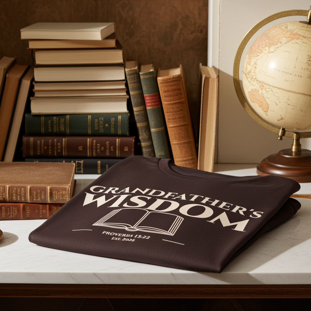 Grandfather's Wisdom Bible Verse T-Shirt | Proverbs 13:22 Christian Gift | Godly Patriarch Legacy Apparel | Religious Faith Shirt for Men