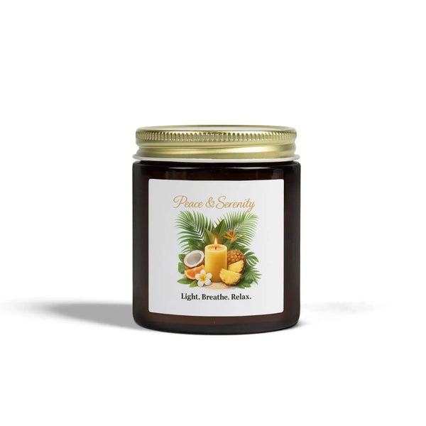 Peace & Serenity Coconut Apricot Scented Hand-Poured Candle Home Decor Golddust Capital Media